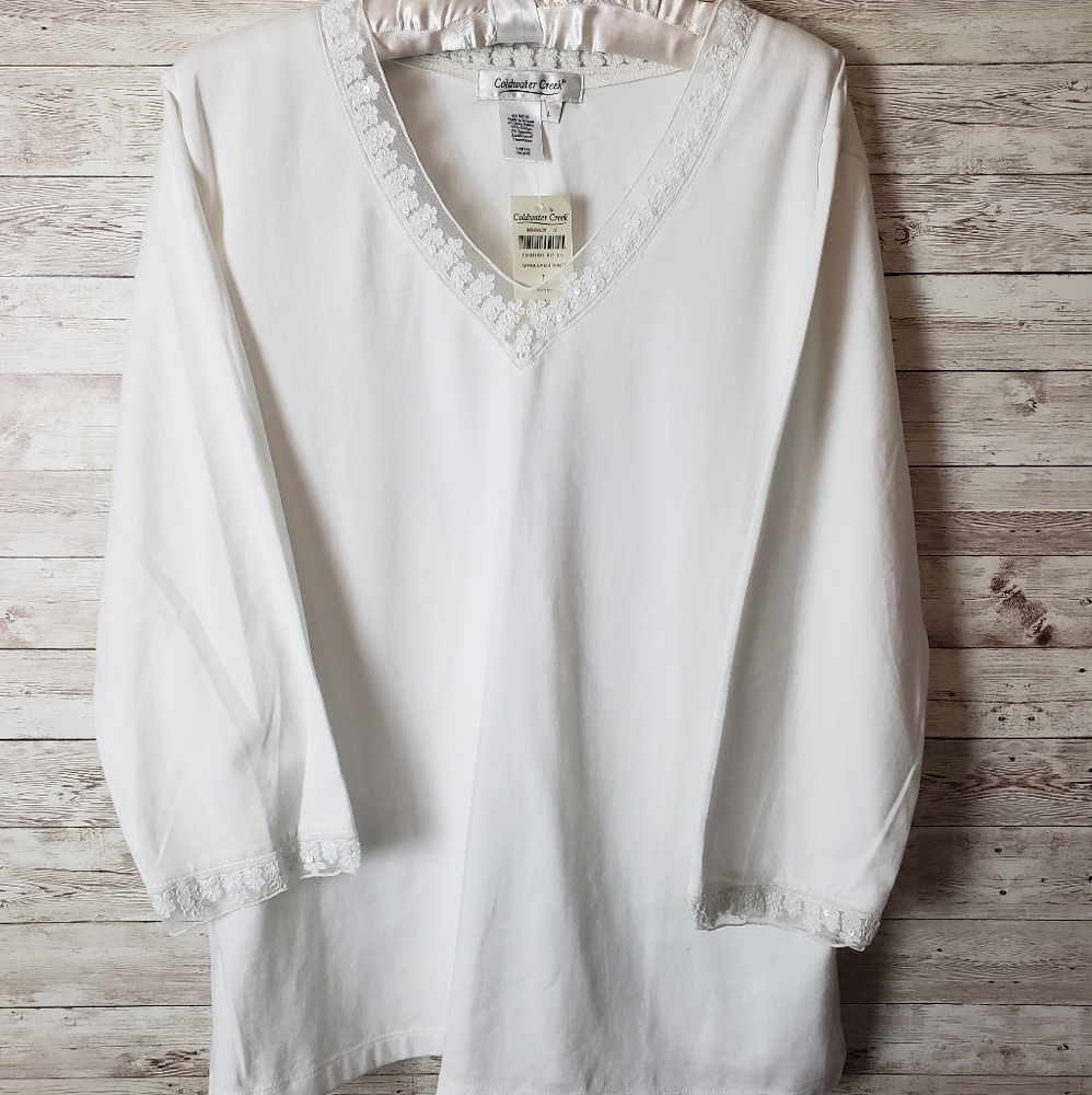 Brand New! Coldwater Creek Lace V-Neck - Picture 2 of 5